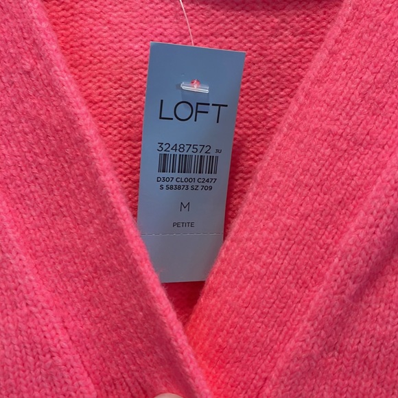NWT Loft Petites Bright Pink Star Cardigan Women’s Size Medium Petite - Picture 3 of 8